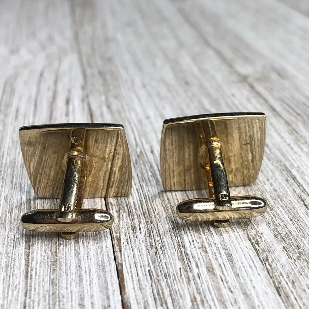Vintage Hickok Pyramidal Brushed Gold Cuff Links